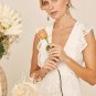 Women's Molinetto White Lace Ruffled Tiered Sleeveless Maxi Dress