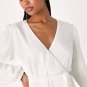 Women's Sparkly Darling White Sequin Long Sleeve Wrap Dress