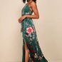 Women's Still the One Emerald Green Floral Print Satin Maxi Dress
