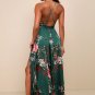 Women's Still the One Emerald Green Floral Print Satin Maxi Dress