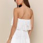 Women's True Lover White Burnout Floral Ruffled Strapless Mini Dress