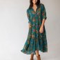Women's Rebecca Midi Dress - Teal Orange Clusters
