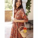 Women's Rebecca Midi Dress - Orange Tropical Floral