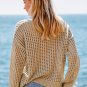 Women's Apricot Perforated Knit Long Sleeve Cover-Up Sweater