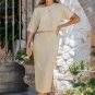 Women's Apricot Tonal Wave Off-Shoulder Midi Dress