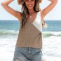 Women's Neutral Asymmetrical Colorblock Knit Tank