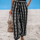 Women's Black & White Arrow Striped Tapered Leg Pants