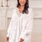 Women's Floral Lace Pointelle Knit Scalloped Sweater