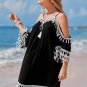 Women's Black-and-White Frayed Cut-Out Dress