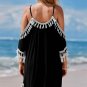 Women's Black-and-White Frayed Cut-Out Dress