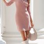 Women's Blush Pink Half-Buttoned Bodycon Sweater Dress
