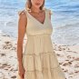 Women's Neutral Sleeveless Tie Shoulder Mini Dress