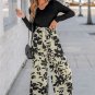 Women's Split Neck Tie Front Jumpsuit