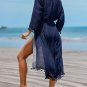 Women's Serene Blue Tassel Trim Kimono