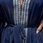 Women's Serene Blue Tassel Trim Kimono