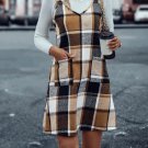 Women's Plaid V-Neck Mini Pinafore Dress