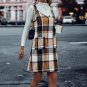 Women's Plaid V-Neck Mini Pinafore Dress