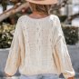 Women's Cream Cable Knit Drop Sleeve Sweater