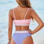Women's Pink V-Wire Bikini Top & Purple High-Waisted Bottoms Set