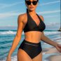 Women's Black Ladder Trim Bikini Top & Standard Bottoms Set