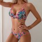 Women's Boho Wavy Striped Strappy V-Neck Top & Cutout Bikini Set