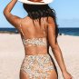 Women's Floral Print Twist Bralette & Spliced High Waist Bikini Set