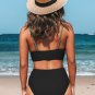 Women's Black & Eucalyptus Wrapped Bikini Top & High-Waisted Bottoms Set