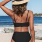 Women's Marsala Black Wrap Front Bralette And Asymmetric High Waist Set