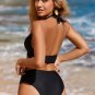 Women's Mesh Halter Bralette & High Waist Bikini Set