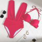 Women's Cherry Bikini Top & Plunging Ruched Swim Set