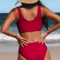 Women's Ode to Joy Red Sporty Bikini Top & Standard Bottoms Set