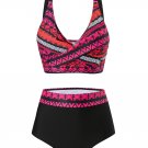 Women's Geo Twist Bikini Top & High-Waisted Bottoms Set
