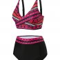 Women's Geo Twist Bikini Top & High-Waisted Bottoms Set