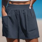 Women's Navy Elastic Waist Loose Leg Shorts