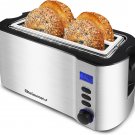 Elite Gourmet ECT4400B# Long Slot 4 Slice Toaster, Countdown Timer,