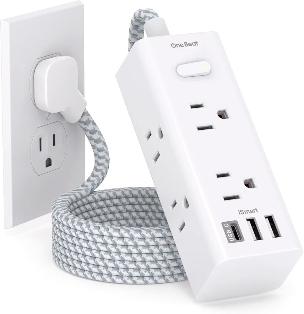 10 Ft Power Strip Surge Protector - One Beat 6 Widely Outlets