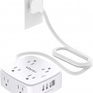 6 Ft Surge Protector Power Strip - YISHU 8 Widely Outlets with 4 USB Ports, 3 Side