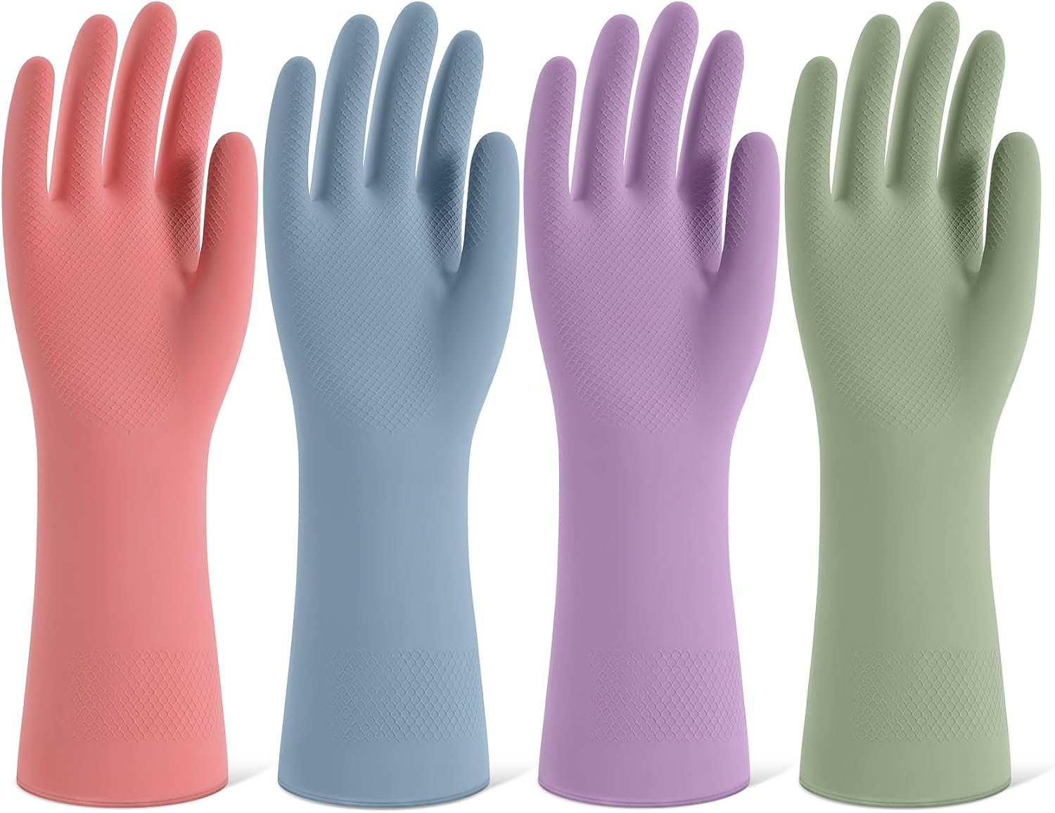 4 Pairs Reusable Kitchen Gloves for Washing Dishes and Household