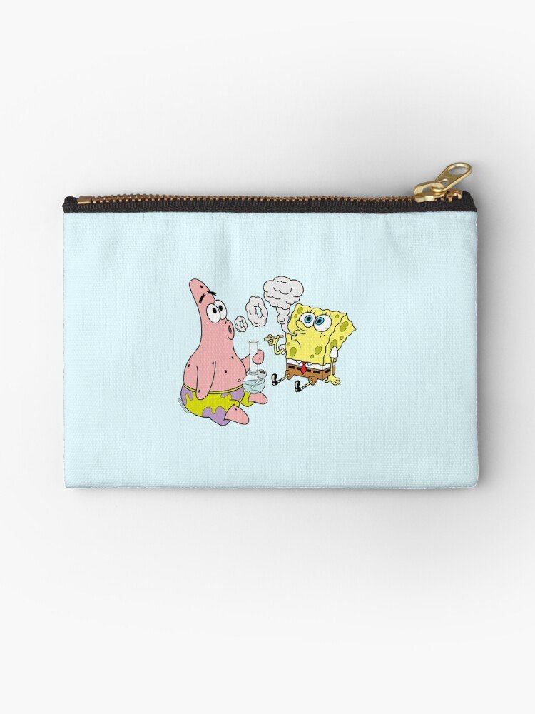 Spongebob And Patrick Smoking Weed Cannabis Cartoon Art Zipper Pouch