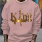 Black King Print Cotton Casual Sweatshirt