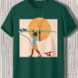Boy Holding Surfboard At The Seaside Print Casual T-Shirt