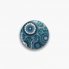 Australian Aboriginal Art Turquoise Blue Pattern Family Gathering  Pin