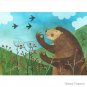 Bear eats hawthorn in the forest  Pin