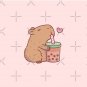 Cute Capybara Loves Bubble Tea Pin