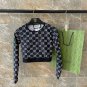 Gucci new high stretch fitness short yoga suit sports set~long sleeves Slim fit, lifted buttock