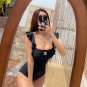 Chanel back color matching one-piece swimsuit black simple and atmospheric swimsuit suitable for