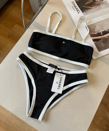 Chanel vintage knitted bikini, split swimsuit, S M L XL