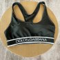 DG new split swimsuit bikini set letter ribbon waist cinched sports vest+triangle underwear, blac