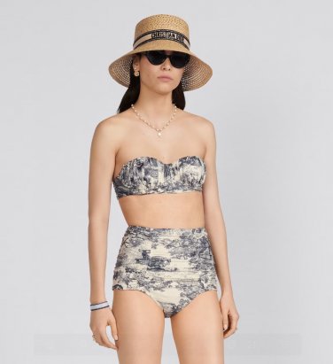 Dior strapless split bikini with detachable shoulder straps suitable for swimsuits in various sce