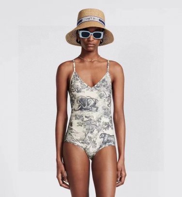 Dior's new classic animal jungle Ruyi print cross backless one-piece swimsuit (with ch